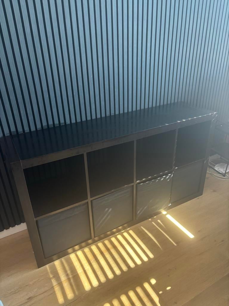 IKEA vakkenkast met 4 manden - Zwartbruin, Ophalen, Gebruikt