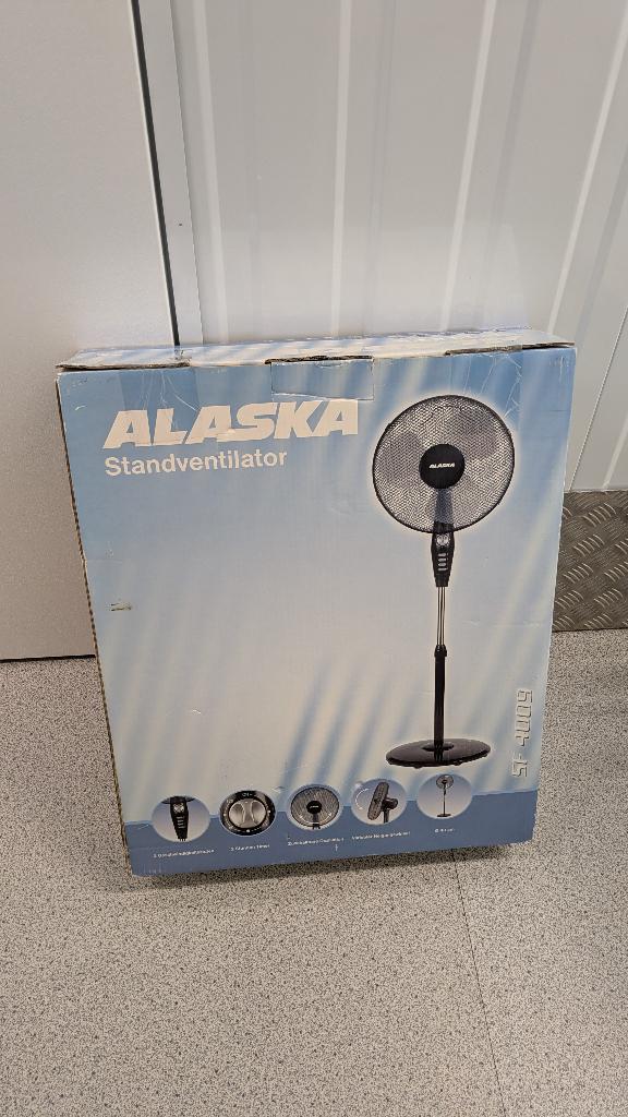 Zwarte Alaska statiefventilator, Witgoed en Apparatuur, Ventilatoren, Zo goed als nieuw, Statiefventilator, Ophalen