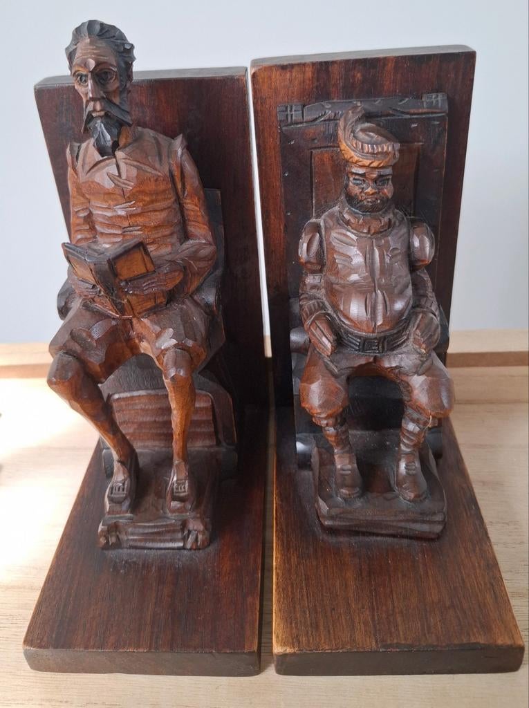 Antieke houten boekensteunen -Don Quichot, Ophalen of Verzenden