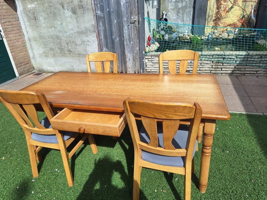 Eettafel met 4 stoelen, Huis en Inrichting, Tafels | Eettafels, Ophalen, Gebruikt, 100 tot 150 cm, 50 tot 100 cm