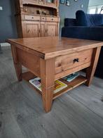 Bijzettafel, geloogd gelakt grenen met lade en plank, Ophalen, 25 tot 50 cm, Vierkant, 50 tot 100 cm