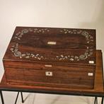 Antieke Schrijfgereikist van Rozenhout met Parelmoer Inleg, Ophalen of Verzenden