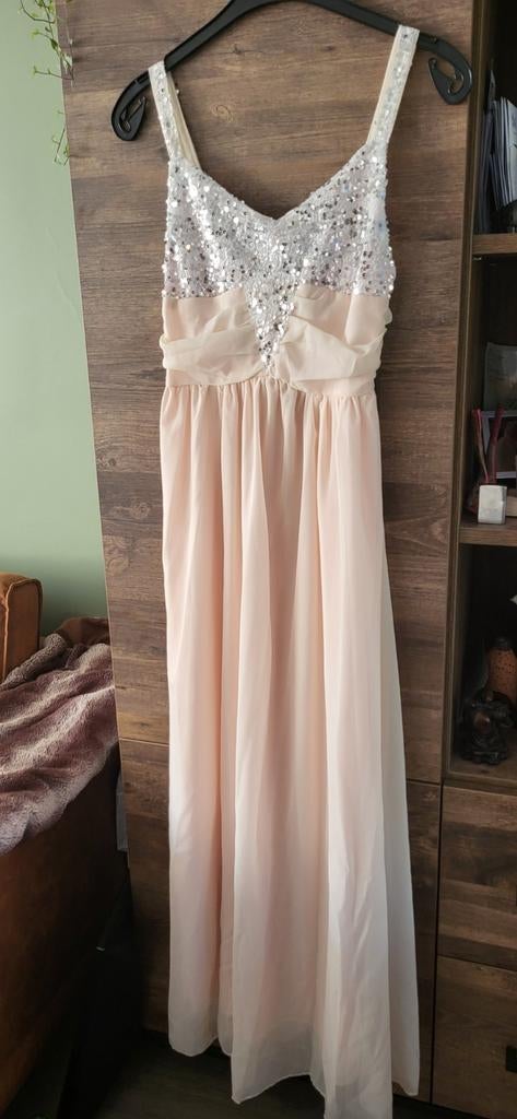 Roze jurk met zilveren pailletten, Kleding | Dames, Jurken, Maat 46/48 (XL) of groter, Ophalen of Verzenden, Zo goed als nieuw