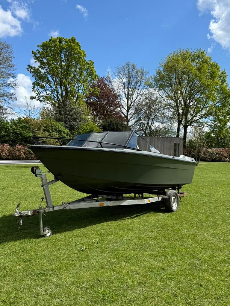 Motorboot met 50pk honda buitenboordmotor - vaarklaar!, Watersport en Boten, Speedboten, Ophalen, Zo goed als nieuw