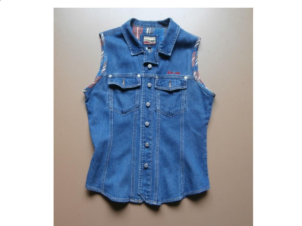 Casual tops jeans Blue Veto 100% catoen dames topje damestop, Maat 38/40 (M), Blue Veto, Blauw, Ophalen of Verzenden