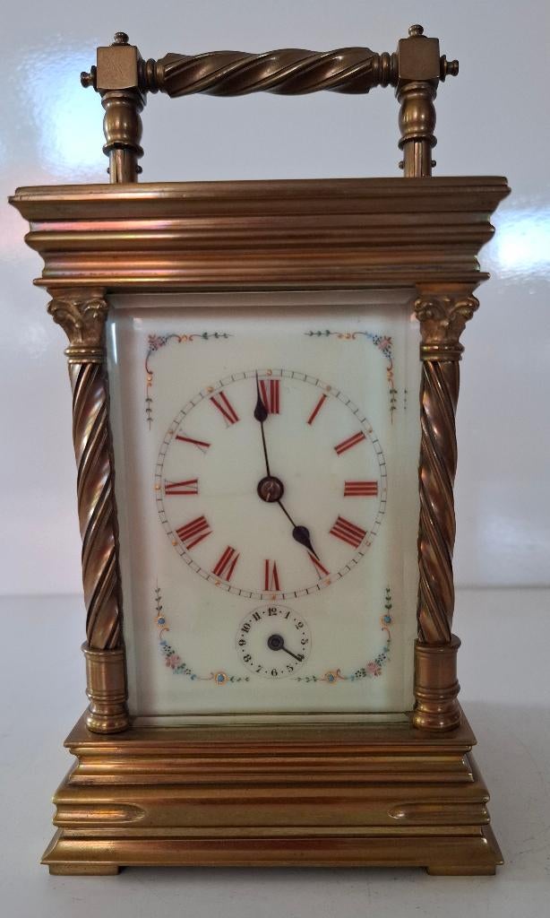 Fraaie antieke 1850 Carriage klok, hoog 16 cm., Antiek en Kunst, Antiek | Klokken, Ophalen of Verzenden