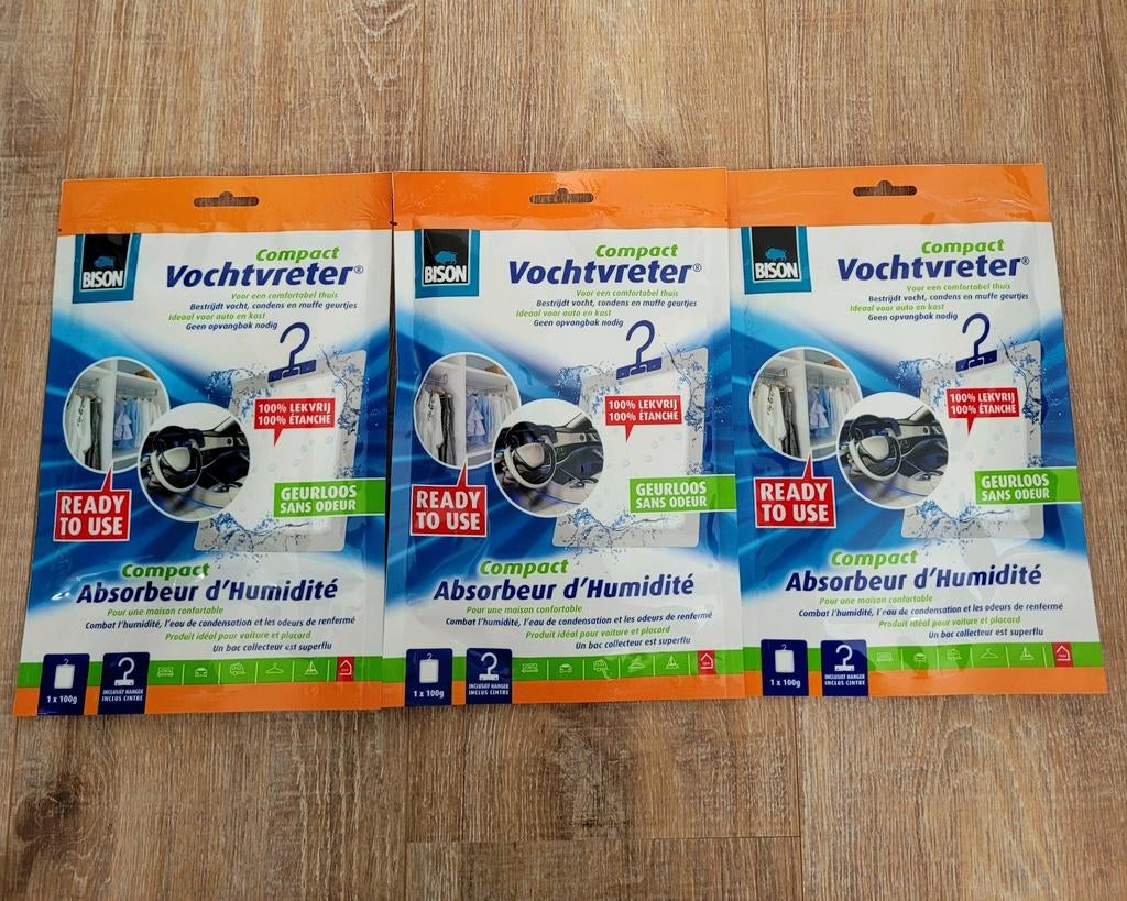 Nieuw! Bison compact vochtvreter ready to use incl. hanger, Ophalen of Verzenden, Nieuw, Luchtontvochter