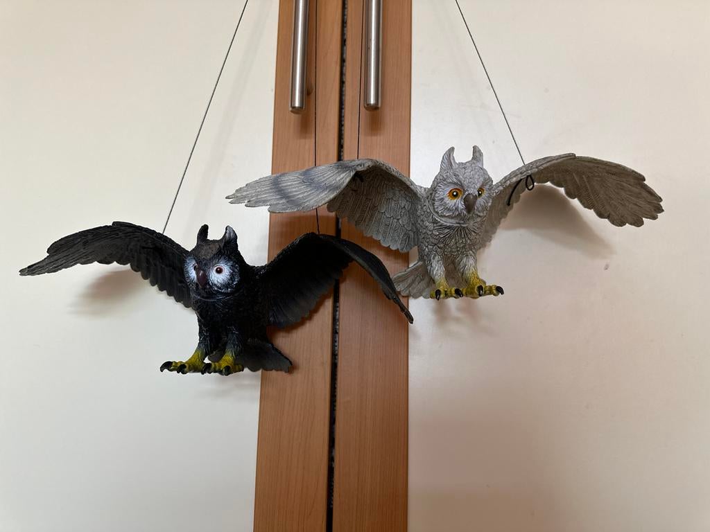 Set van 2 Uilen Decoratie - Zwart en Grijs, Ophalen of Verzenden, Gebruikt, Dier