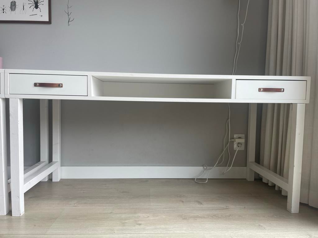 Kinderbureau 2 persoons wit, Huis en Inrichting, Bureaus, Ophalen, Gebruikt