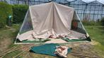 Grote canvas tent met 2 slaapcabines, Caravans en Kamperen, Tenten, Ophalen, Gebruikt, Tot en met 4