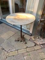 Marmer oude bistro tuintafel met gietijzer poot, Tuin en Terras, Tuintafels, Ophalen, Zo goed als nieuw, Rond, Metaal