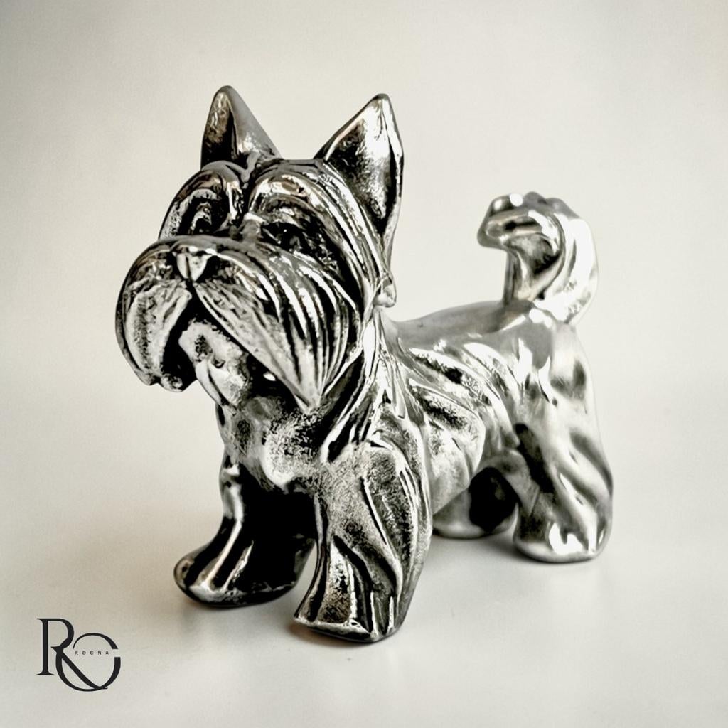 Handgegoten Zilveren Miniatuur Yorkshire Terrier, Ophalen of Verzenden, Nieuw, Dier