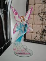 Glazen beeldje van een fee met roze en blauwe vleugels, Ophalen of Verzenden