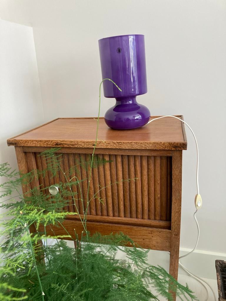 IKEA Lykta lamp paars - Vintage klassieke tafellamp, Ophalen, Gebruikt, Glas, Minder dan 50 cm