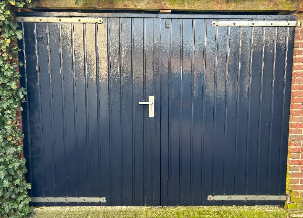 Hardhouten Meranti (tuin)poort, Ophalen, Gebruikt, 150 tot 200 cm, Hout