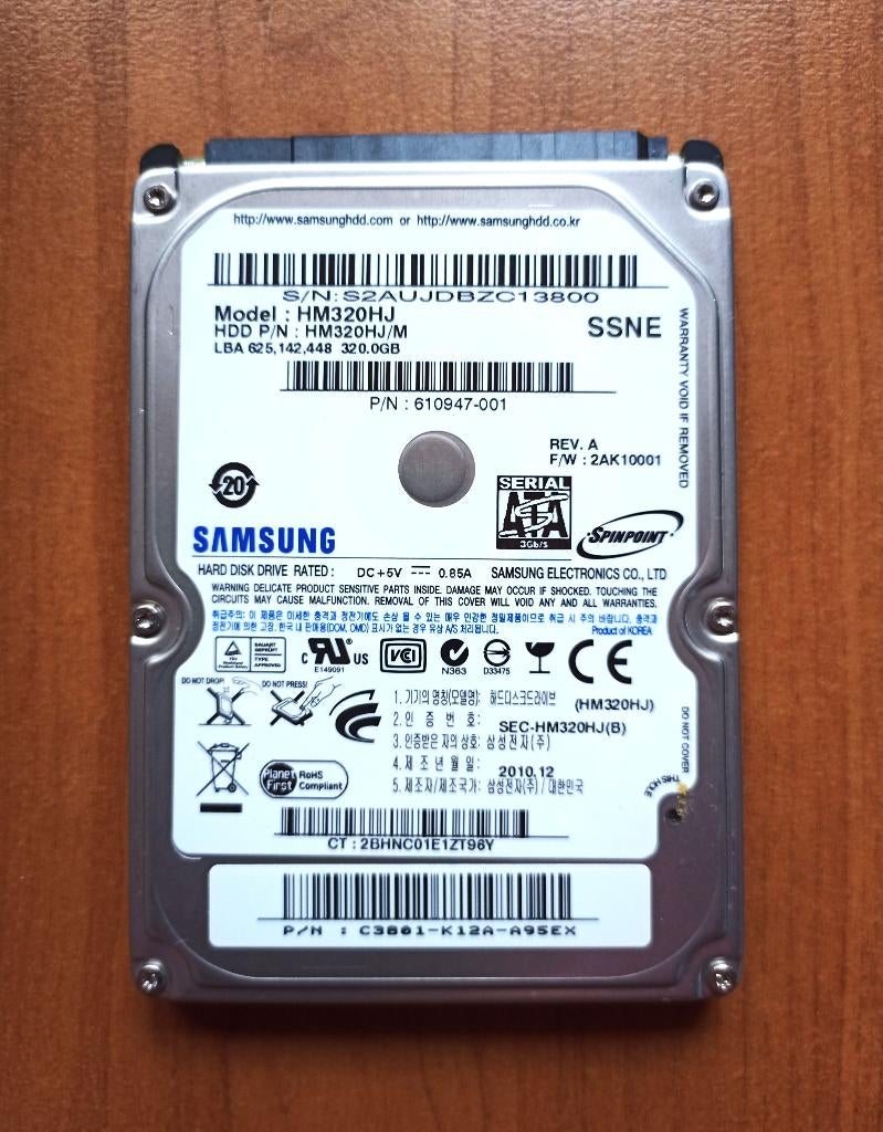 Harde Schijf Samsung 320GB 2.5" SATA HDD, Computers en Software, Harde schijven, Ophalen, Intern, Gebruikt, 320 GB