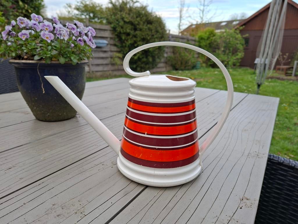 Vintage Emsa Gieter West-Germany | Retro Oranje Strepen, Ophalen of Verzenden, Gebruikt, Kunststof