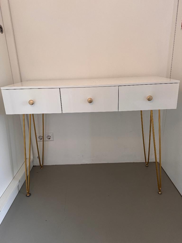 Witte sidetable / kaptafel, Gebruikt, 100 tot 150 cm, Moderm, Ophalen