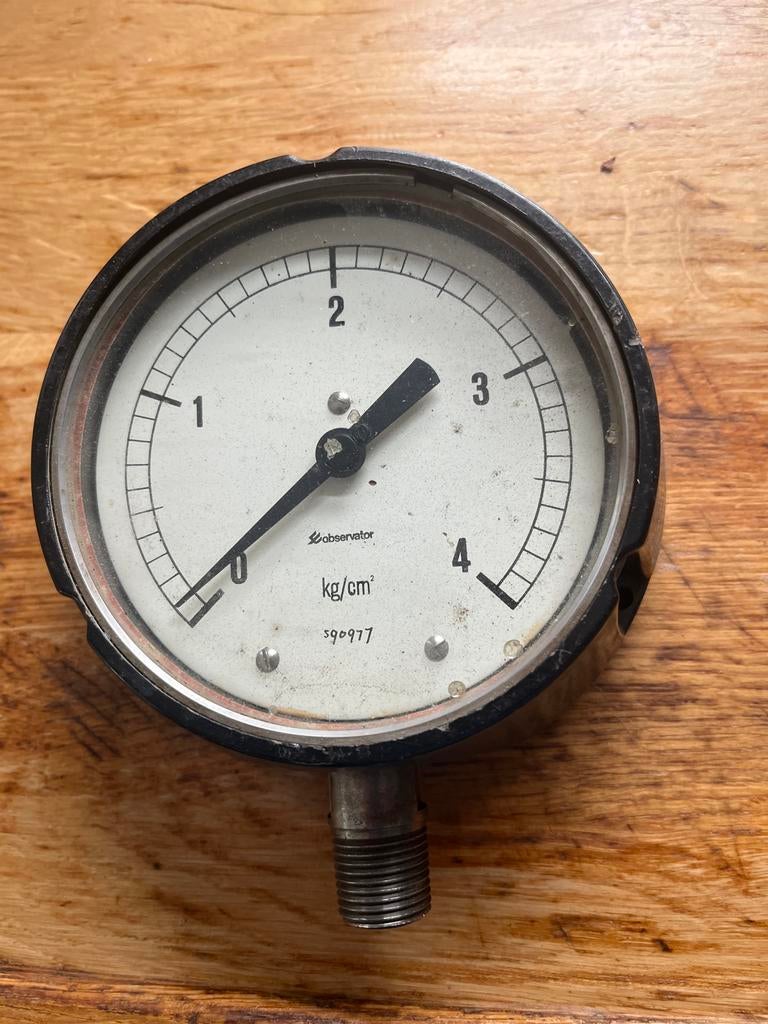 Vintage Observator Manometer - Drukmeting tot 4 kg/cm², Antiek en Kunst, Ophalen of Verzenden