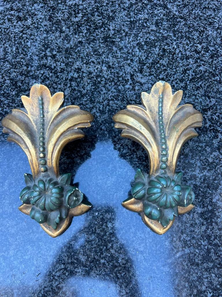 Vintage Gipsen Kaarsenhouders voor aan de Muur (Set van 2), Antiek en Kunst, Ophalen of Verzenden, Overige materialen