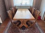 Massief eiken eetkamerset met 6 stoelen, Ophalen, Zo goed als nieuw, 4 tot 6 stoelen