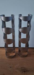 Set van 2 Chrome Wand Flessenhouders, Gebruikt, Ophalen of Verzenden, Metaal, 5 tot 15 flessen