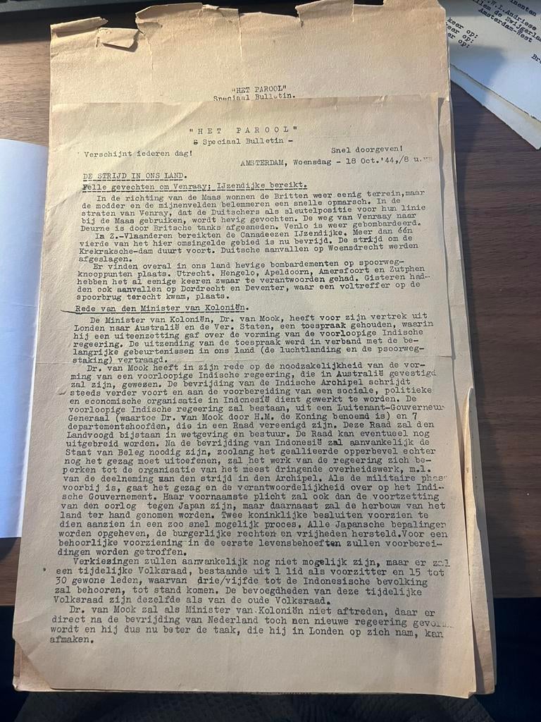 Special Bulletin van Het Parool, Verzamelen, Ophalen of Verzenden, 1940 tot 1960, Nederland, Krant