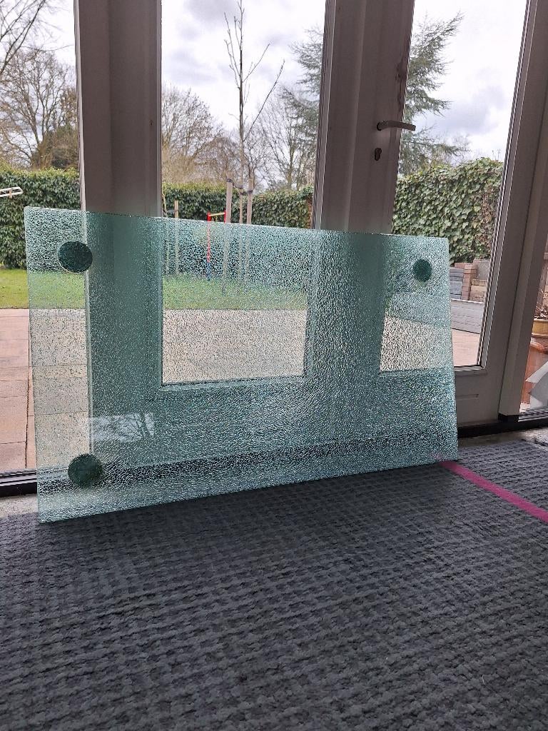 Salontafel van veiligheidsglas - crash glass, Ophalen, Gebruikt, 100 tot 150 cm, 50 tot 100 cm