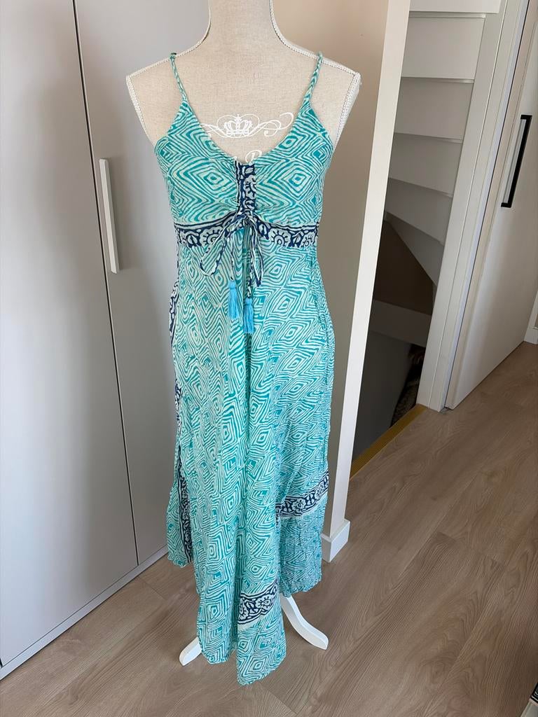 Zomerse Maxi Jurk met Patroon, Blauw, Ophalen of Verzenden, Zo goed als nieuw, Maat 36 (S)