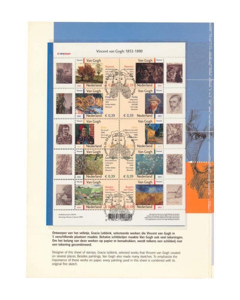 Nederland Zilveren 5 Euro 2003 & postzegels Vincent van Gogh, Postzegels en Munten, Koningin Beatrix, Zilver, Euro's, Ophalen of Verzenden