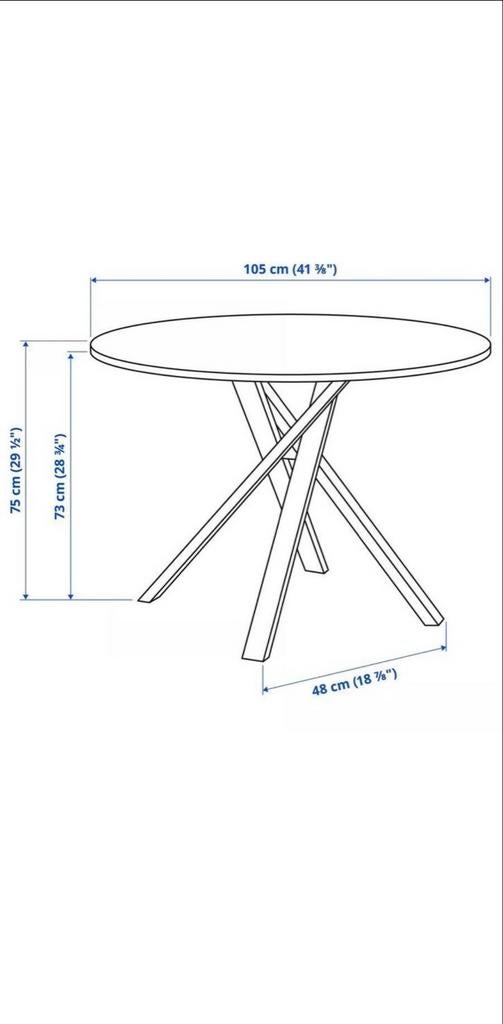 Ronde marmerlook eettafel (ikea), Ophalen, 100 tot 150 cm, Rond, Zo goed als nieuw