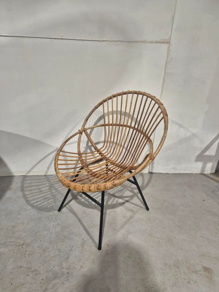 Rohe noordwolde rotan vintage stoel., Ophalen, Gebruikt, Rohe noordwolde, Bruin