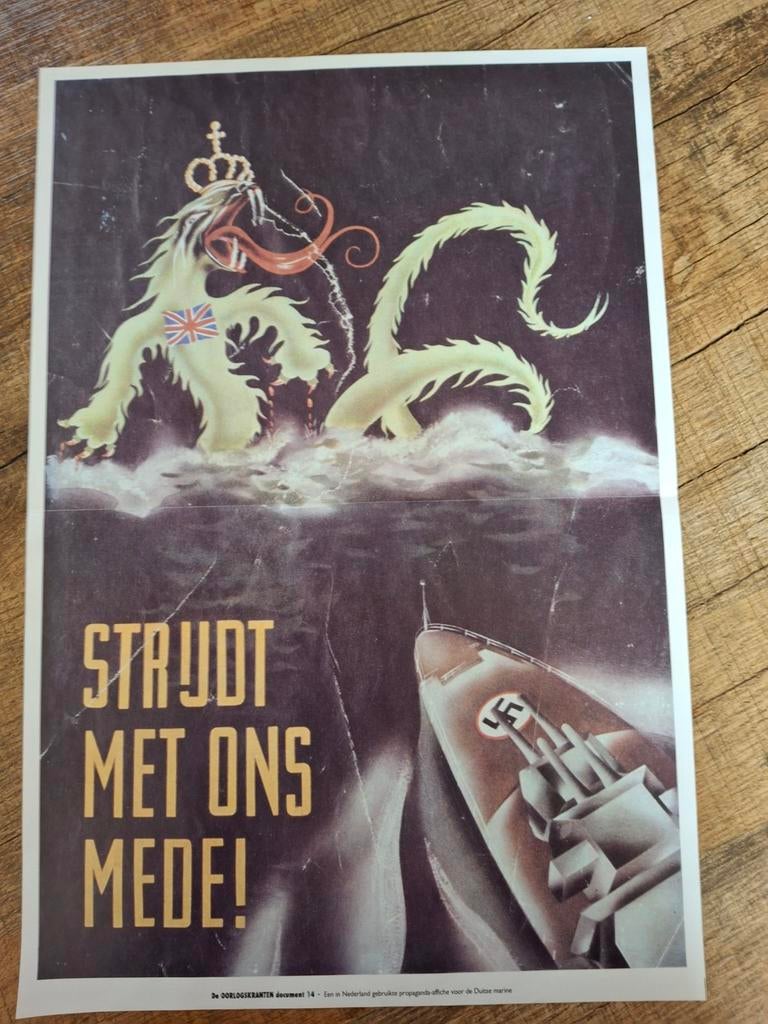 Propaganda poster 2de wereldoorlog, Verzamelen, Militaria | Tweede Wereldoorlog, Ophalen of Verzenden, Nederland, Foto of Poster