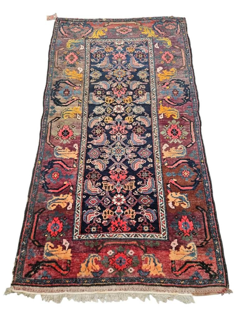 Handgeknoopt antiek Perzisch wol Bachtiar tapijt 103x185cm, Persian Perzisch vintage oosters hype, Crème, Gebruikt, 100 tot 150 cm