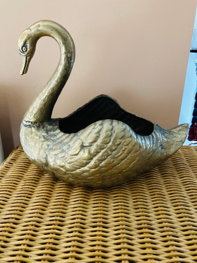 ✨🦢Messing antiek zwaan bloempot anna nina romy boomsma, Ophalen of Verzenden