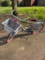 Popal meisjesfiets 24 inch met mandje - Grijs/Roze, Fietsen en Brommers, Fietsen | Meisjes, Ophalen, Gebruikt, 24 inch, Handrem