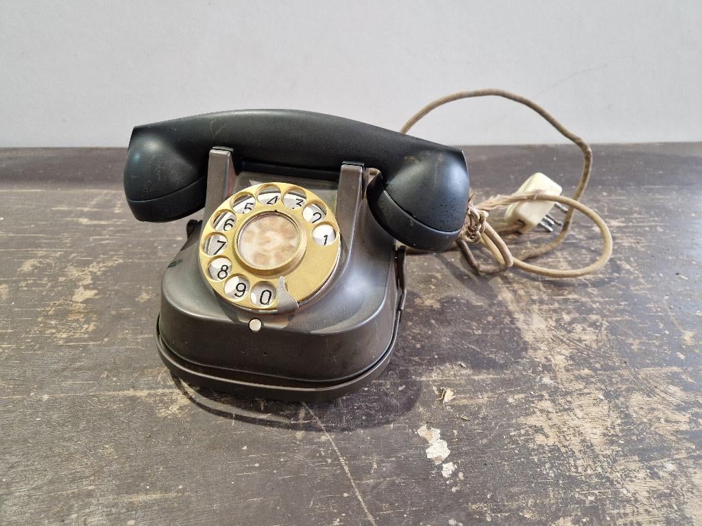 Antieke koperen telefoon RTT56B draaischijf, Ophalen of Verzenden, Koper