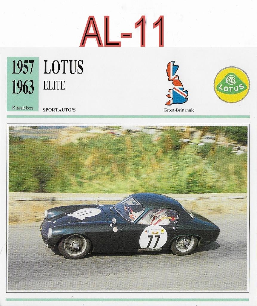 AL11 autokaart lotus elite ( 1957 - 1963 ), Ophalen of Verzenden, Zo goed als nieuw, Auto's
