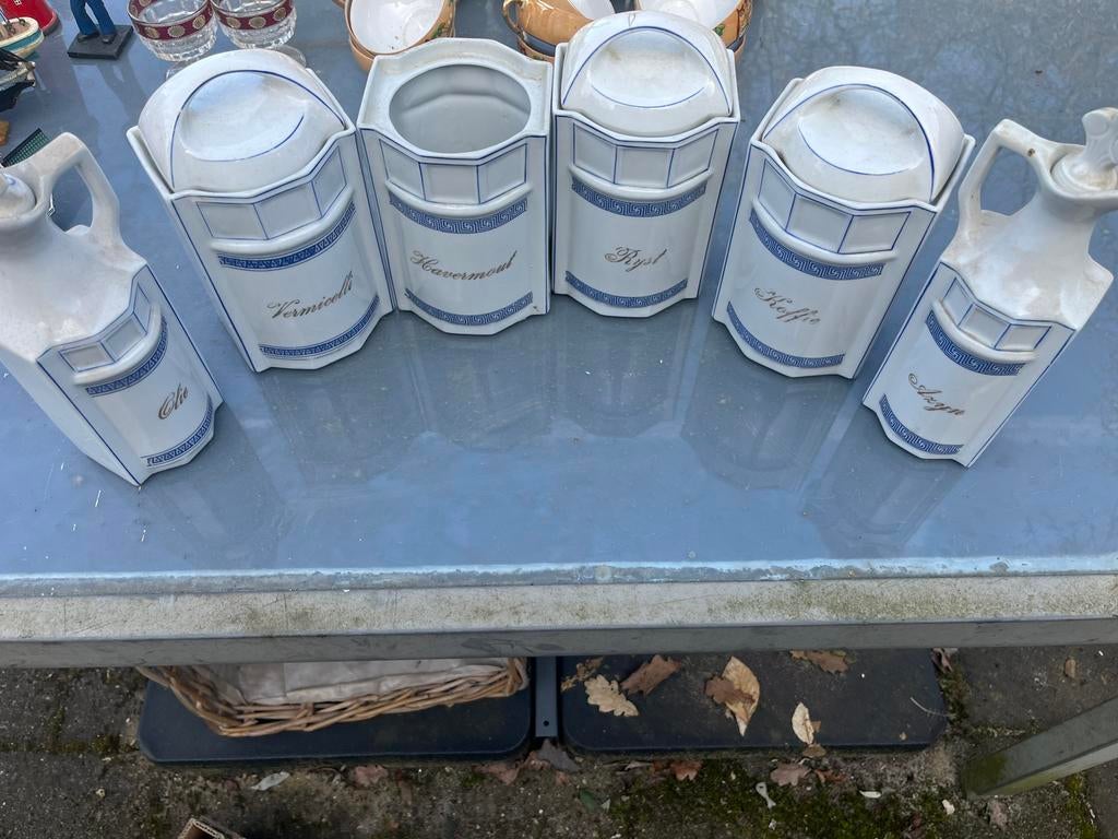 Vintage Setje voorraad potten van aardewerk, Ophalen of Verzenden, Zo goed als nieuw, Overige materialen, Pot, Bus of Blik