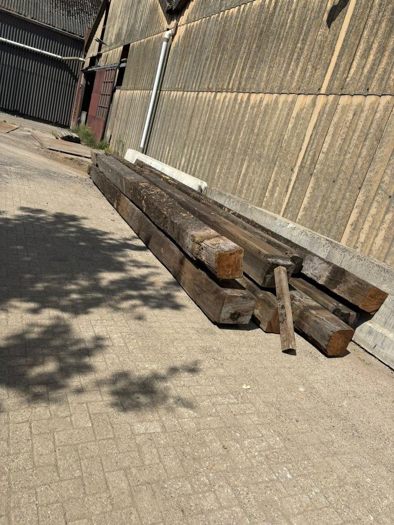 Houten balken, meerpalen, Gebruikt, Ophalen of Verzenden, Hardhout, 250 cm of meer