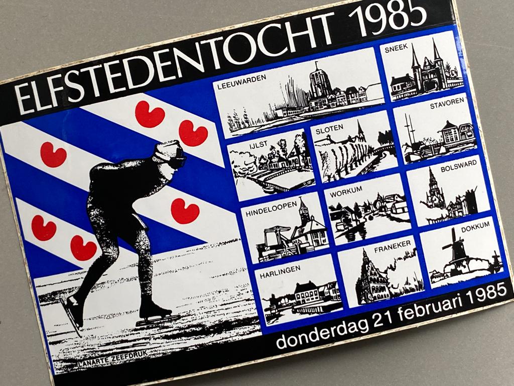 Sticker elfstedentocht 21 februari 1985, Verzamelen, Ophalen of Verzenden, Zo goed als nieuw, Sport