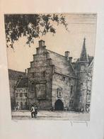 Stadsgezicht met Historische Poort – ets door J. Hummeling, Antiek en Kunst, Kunst | Schilderijen | Klassiek, Ophalen of Verzenden