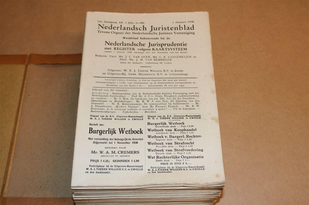 Nederlandsch Juristenblad [1938] — Jaargang 13 — Zeldzaam, Ophalen of Verzenden, Gelezen