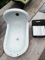 Antiek fonteintje blauw geaderd hoge rug mooie vorm, Ophalen