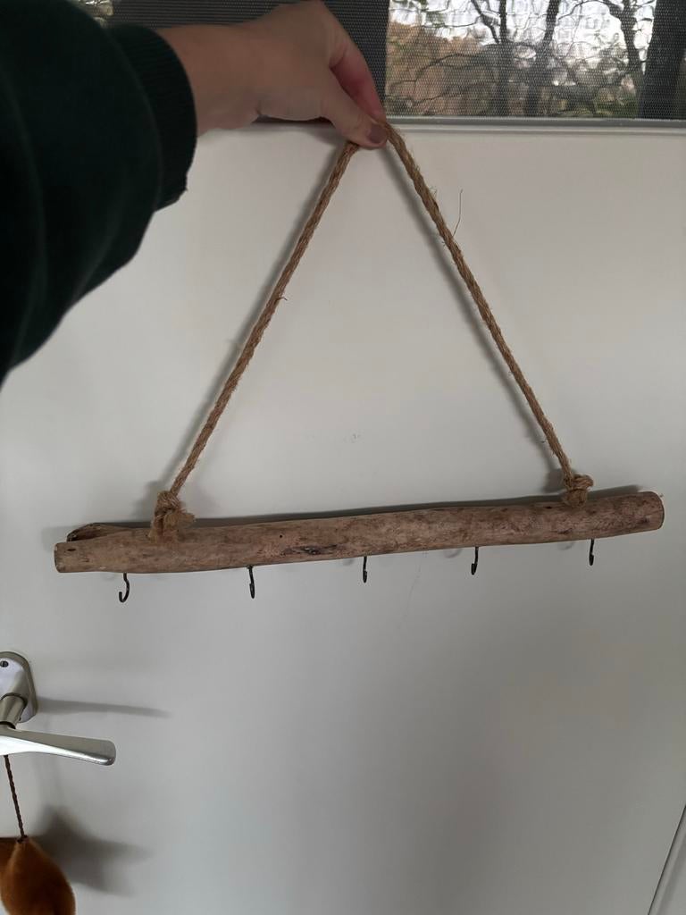 Houten kapstok met 5 haakjes, Ophalen, Gebruikt, Bruin, Hout
