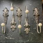 Prachtige antiek-zilverkleurige wandhaken met craquelé knop, Ophalen of Verzenden