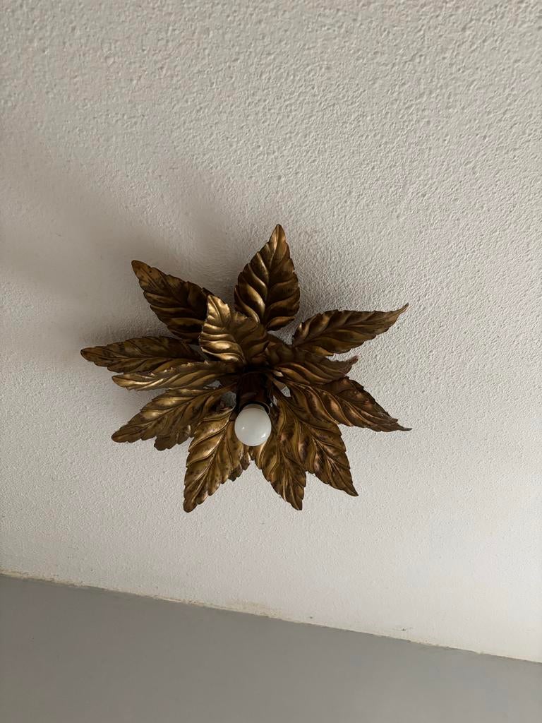 Vintage plafondlamp met gouden bladeren, Ophalen