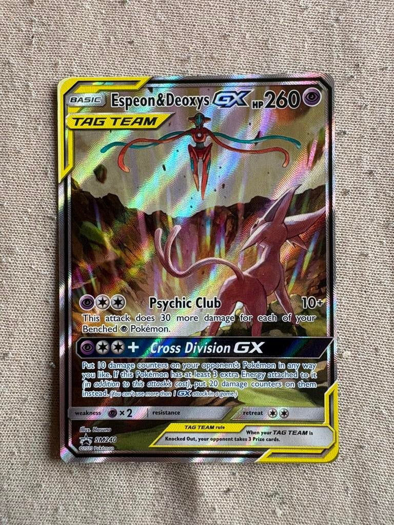 Espeon & Deoxys SM240 PROMO, Hobby en Vrije tijd, Verzamelkaartspellen | Pokémon, Ophalen of Verzenden