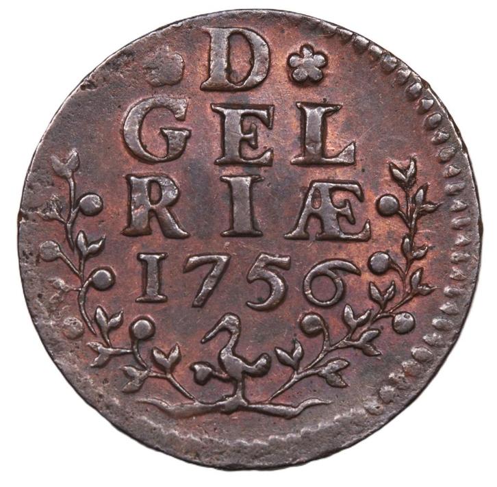 Gelderland. Duit 1756. Unc., Postzegels en Munten, Munten | Nederland, Losse munt, Overige waardes, Vóór koninkrijk, Ophalen of Verzenden