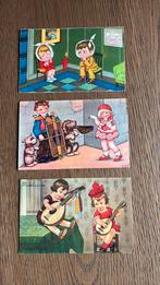 3 kinderkaarten. Kiespijn, muziek maken,hond met pet, Ophalen of Verzenden, 1920 tot 1940, Gelopen, Kinderen